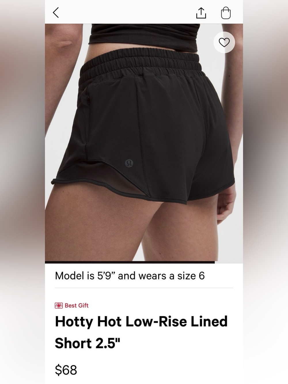 lululemon athletica Hotty Hot Low-Rise Lined Short - Black